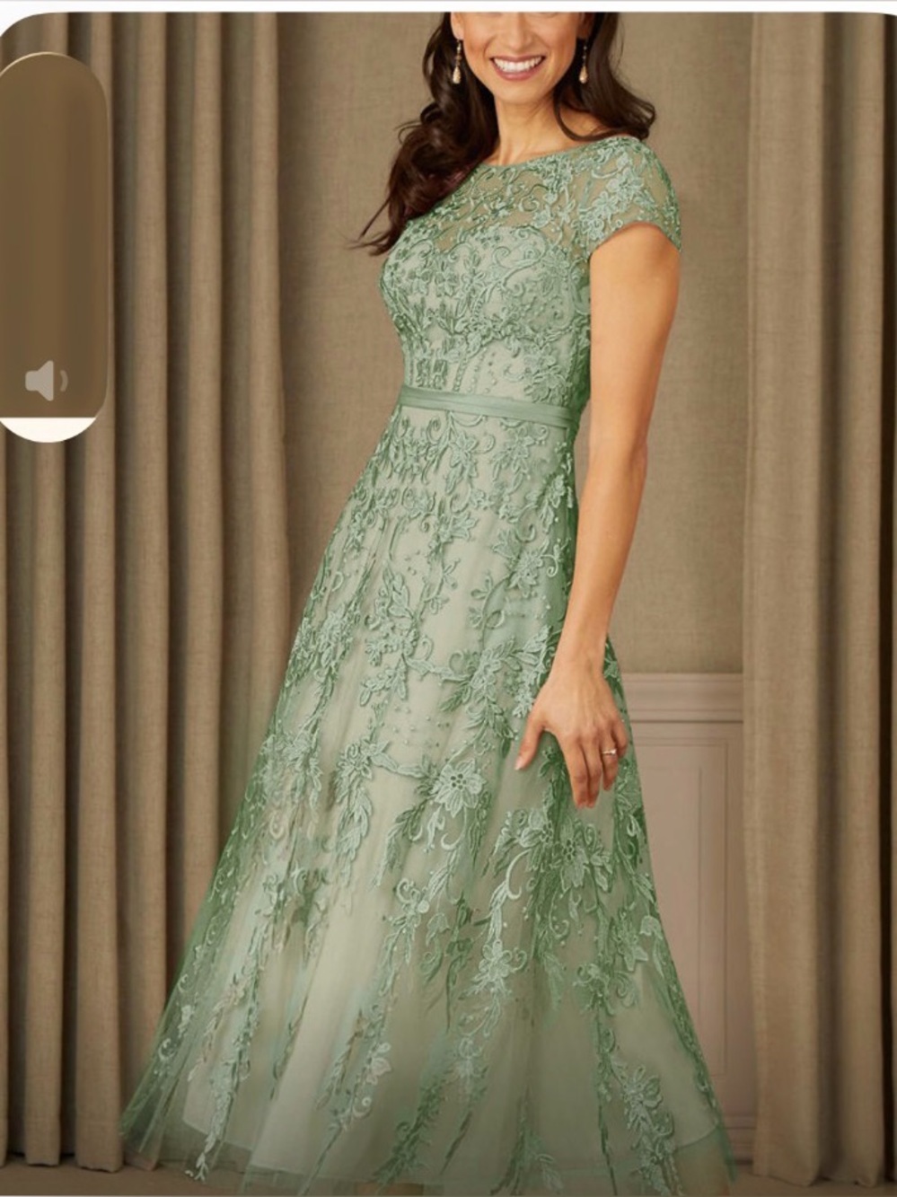 Azazie Sage Green Lace Midi Dress